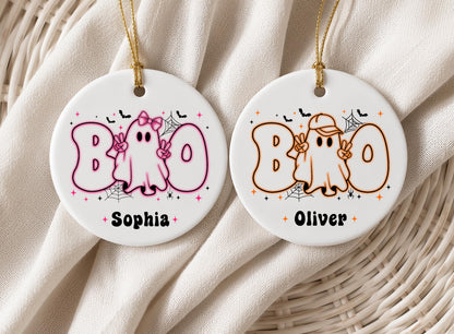Personalized Halloween Ornament, Custom Ghost Name Ornament, Kids Halloween Gift - main product image