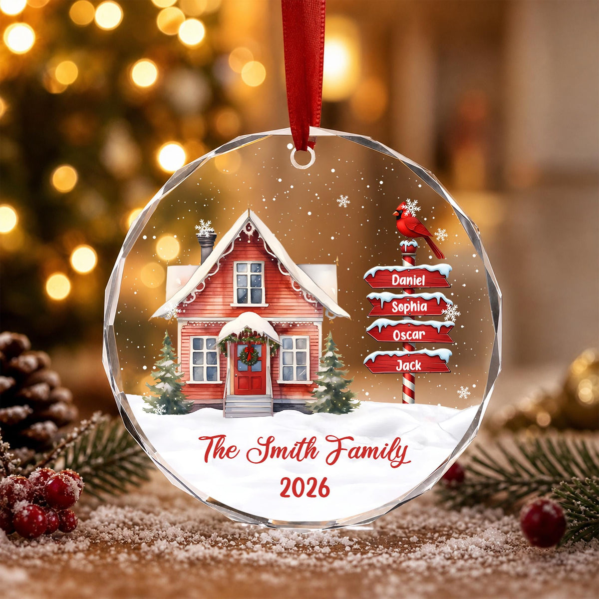 Family Names Christmas Ornament,Family Christmas Ornament 2026,Family of 3/4/5/6 With Pet Christmas Keepsake,2026 Christmas Gift For Family - product image 3