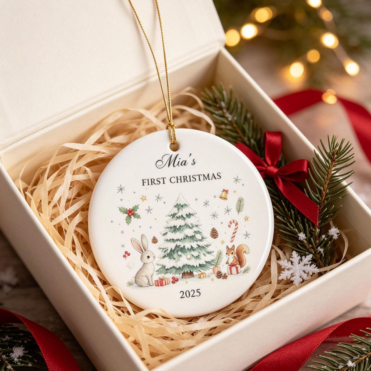 Baby's First Christmas Decoration,Keepsake Christmas Bauble Gift Ceramic Ornament,Personalised Baby's 1st Christmas Decoration,New Baby Gift - product image 5