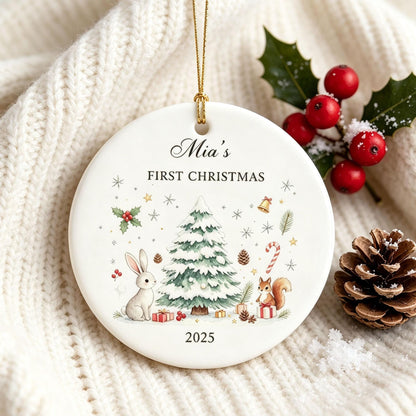 Baby's First Christmas Decoration,Keepsake Christmas Bauble Gift Ceramic Ornament,Personalised Baby's 1st Christmas Decoration,New Baby Gift - main product image