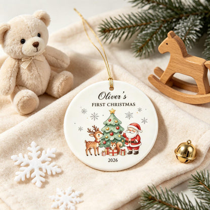 Baby's First Christmas Decoration,Keepsake Christmas Bauble Gift Ceramic Ornament,Personalised Baby's 1st Christmas Decoration,New Baby Gift