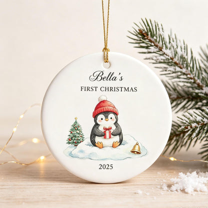 Baby's First Christmas Decoration,Keepsake Christmas Bauble Gift Ceramic Ornament,Personalised Baby's 1st Christmas Decoration,New Baby Gift