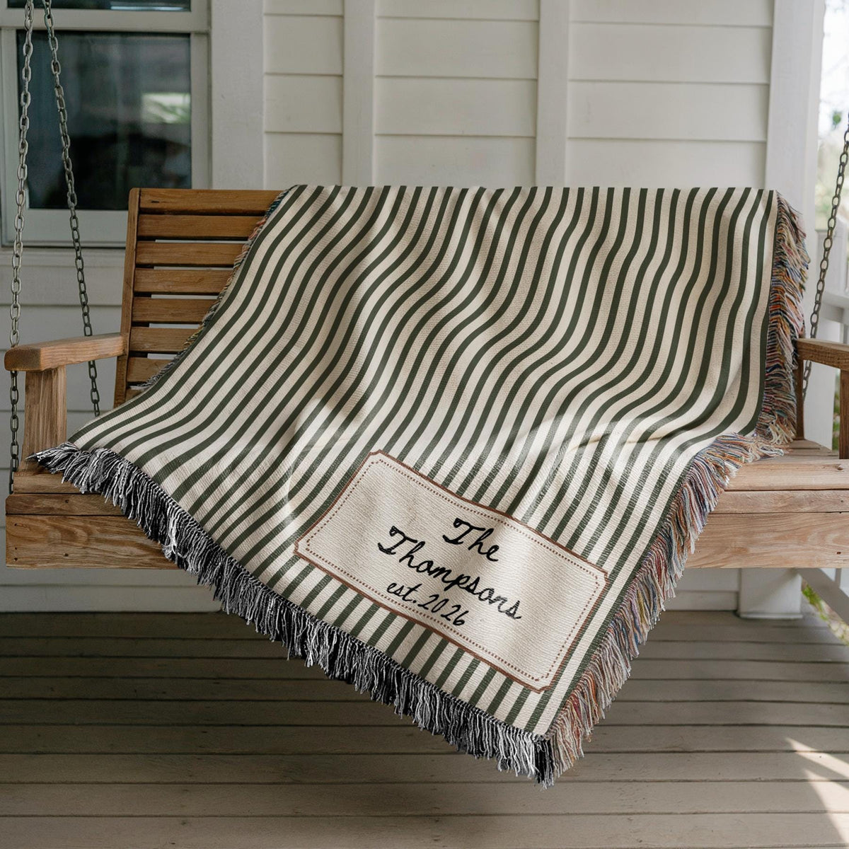 Personalized Family Name Blanket, Minimalist Wedding Gift, Bridal Shower Gifts, New Home Housewarming Gift for Couple, Custom Woven Throw - product image 4