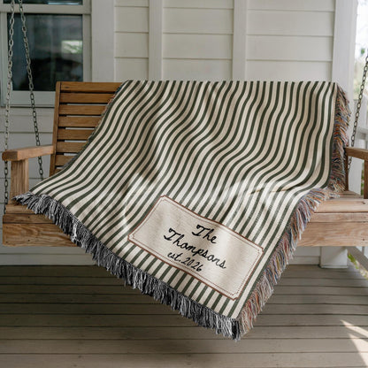Personalized Family Name Blanket, Minimalist Wedding Gift, Bridal Shower Gifts, New Home Housewarming Gift for Couple, Custom Woven Throw - product image 4