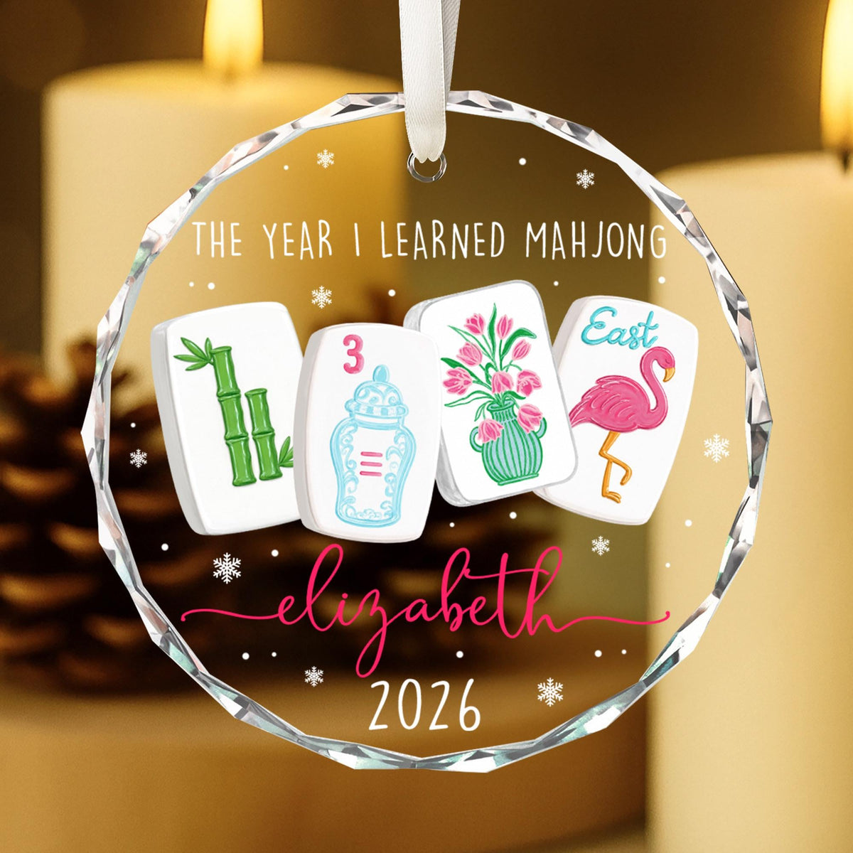 Custom Mahjong Ornament: The Year I Learned Mahjong, Funny Mahjong Group Gift, Christmas Gift For Mahjong Club 2026, Game Night Keepsake - product image 6