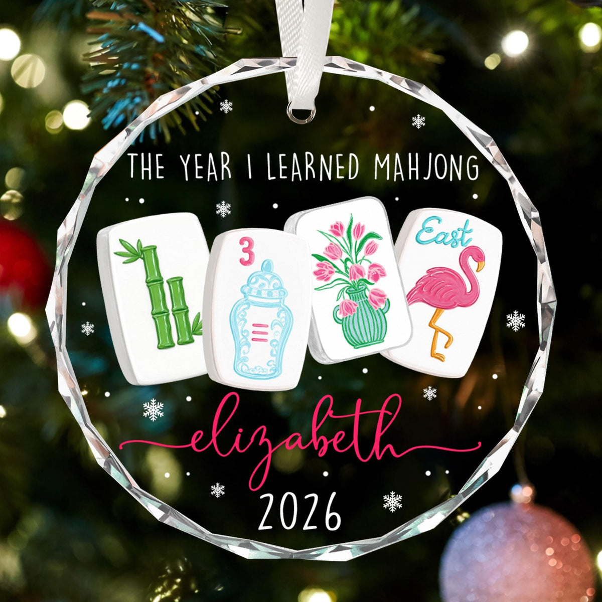 Custom Mahjong Ornament: The Year I Learned Mahjong, Funny Mahjong Group Gift, Christmas Gift For Mahjong Club 2026, Game Night Keepsake - product image 7