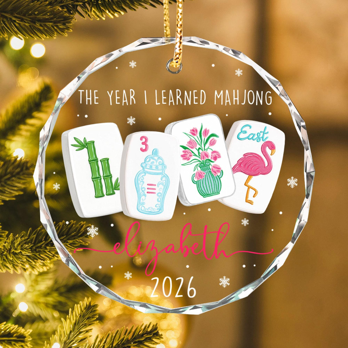 Custom Mahjong Ornament: The Year I Learned Mahjong, Funny Mahjong Group Gift, Christmas Gift For Mahjong Club 2026, Game Night Keepsake - product image 9