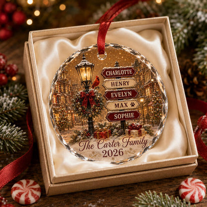 Personalized Family Names Christmas Ornament, Custom Name Signpost Glass Ornament, Family With Pets Ornament, Family Keepsake 2026 - product image 8