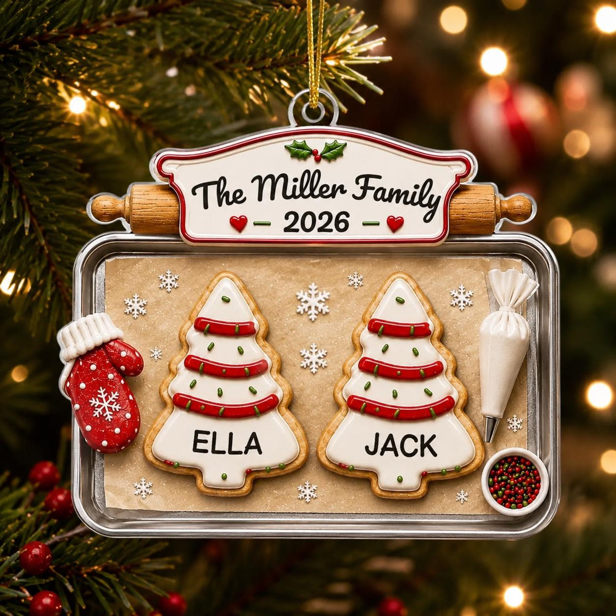 Personalized Family Gingerbread Christmas Ornament 2026, Custom Gingerbread Cookie Ornament with Pets Names, Family Holiday Keepsake Gifts - product image 10
