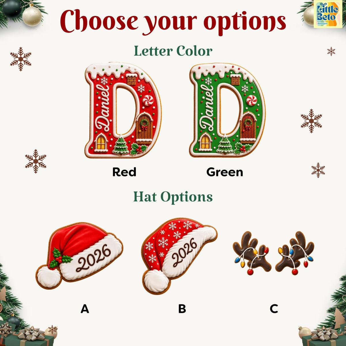 Personalized Gingerbread Letter 2-Layered Wooden Ornament, Custom Kids Name Alphabet Ornament, Stocking Tag for Christmas, Grandkids Gifts - product image 5
