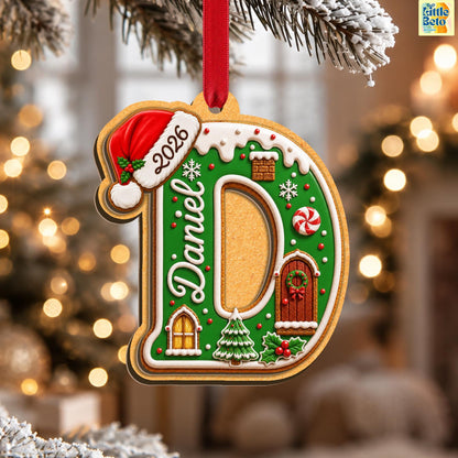 Personalized Gingerbread Letter 2-Layered Wooden Ornament, Custom Kids Name Alphabet Ornament, Stocking Tag for Christmas, Grandkids Gifts - product image 11