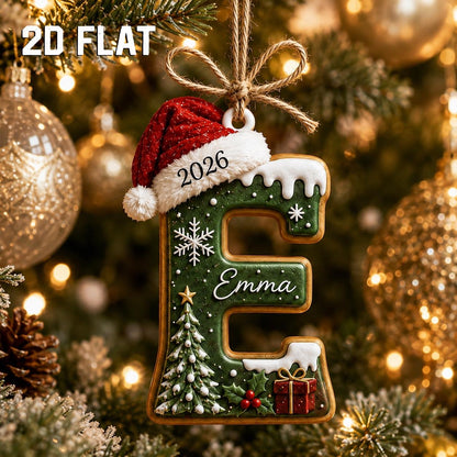 Personalized 2D Flat Initial Christmas Ornament, Custom Name Wooden Ornament, Monogram Letter Gift, Family Christmas Keepsake - product image 6