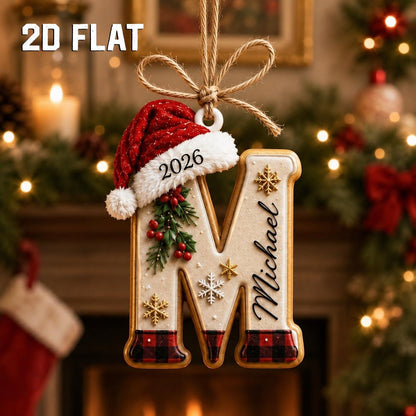 Personalized 2D Flat Initial Christmas Ornament, Custom Name Wooden Ornament, Monogram Letter Gift, Family Christmas Keepsake - product image 5