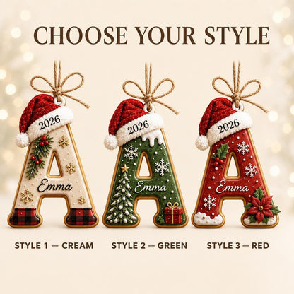 Personalized 2D Flat Initial Christmas Ornament, Custom Name Wooden Ornament, Monogram Letter Gift, Family Christmas Keepsake - product image 7