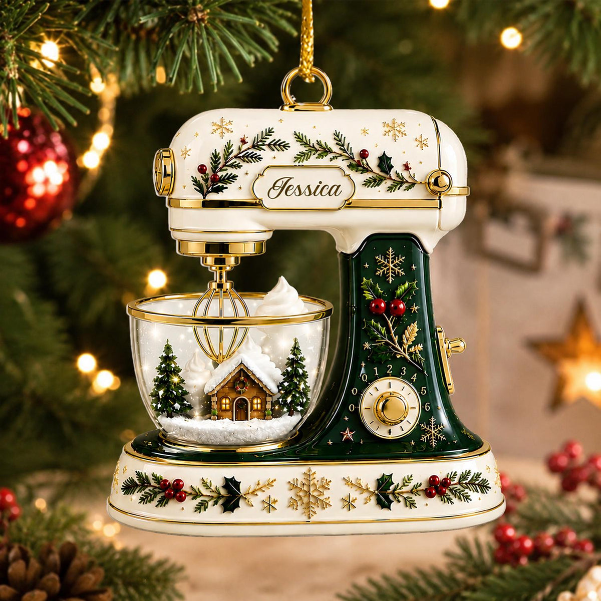 Christmas Baking Mixer-Personalized 2D Effect Mixer Acrylic Ornament,Custom Kitchen Mixer Christmas Keepsake,Baking Gift For Bakers - main product image