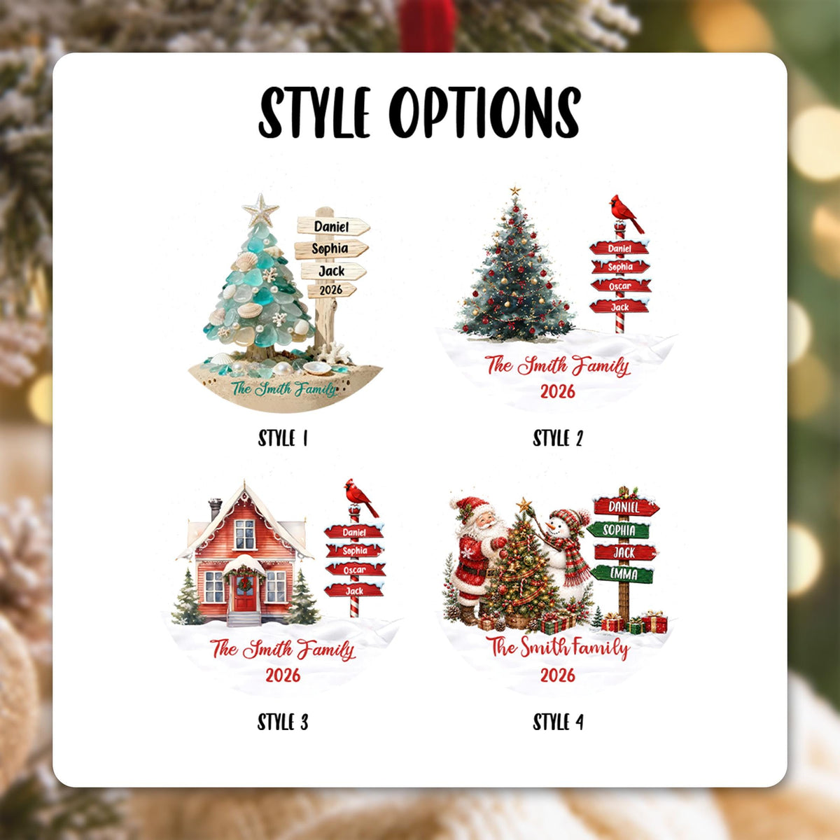Family Names Christmas Ornament,Family Christmas Ornament 2026,Family of 3/4/5/6 With Pet Christmas Keepsake,2026 Christmas Gift For Family - product image 6
