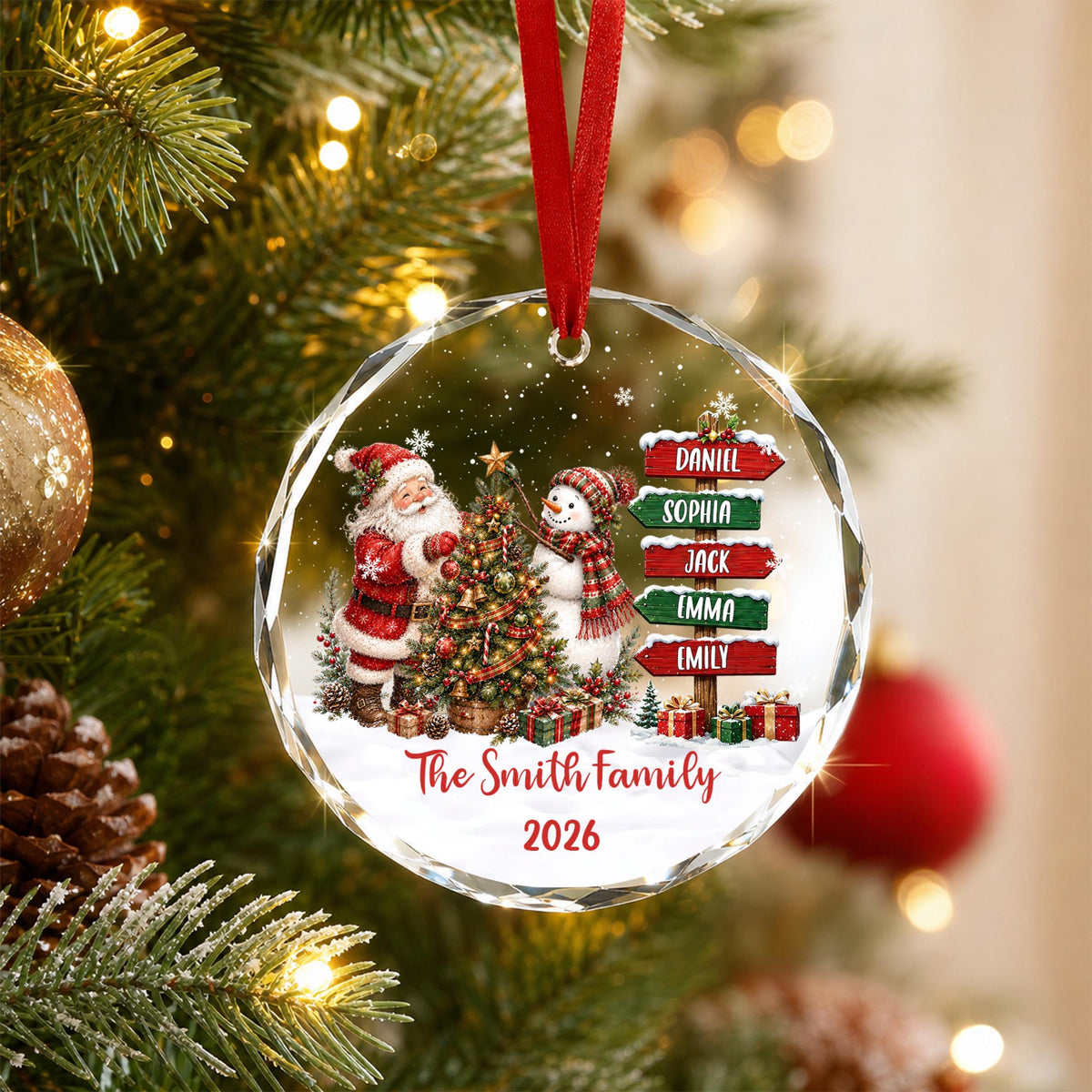 Family Names Christmas Ornament,Family Christmas Ornament 2026,Family of 3/4/5/6 With Pet Christmas Keepsake,2026 Christmas Gift For Family - main product image