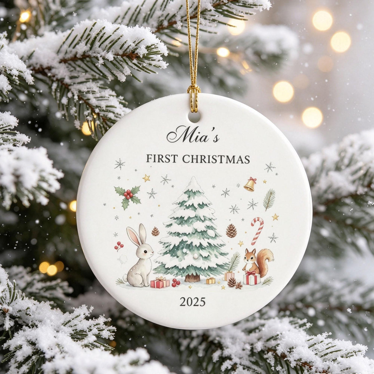 Baby's First Christmas Decoration,Keepsake Christmas Bauble Gift Ceramic Ornament,Personalised Baby's 1st Christmas Decoration,New Baby Gift