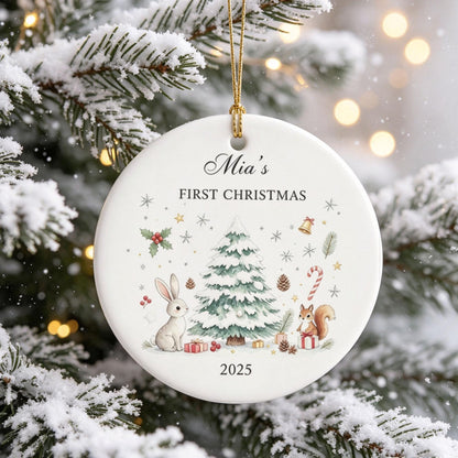 Baby's First Christmas Decoration,Keepsake Christmas Bauble Gift Ceramic Ornament,Personalised Baby's 1st Christmas Decoration,New Baby Gift