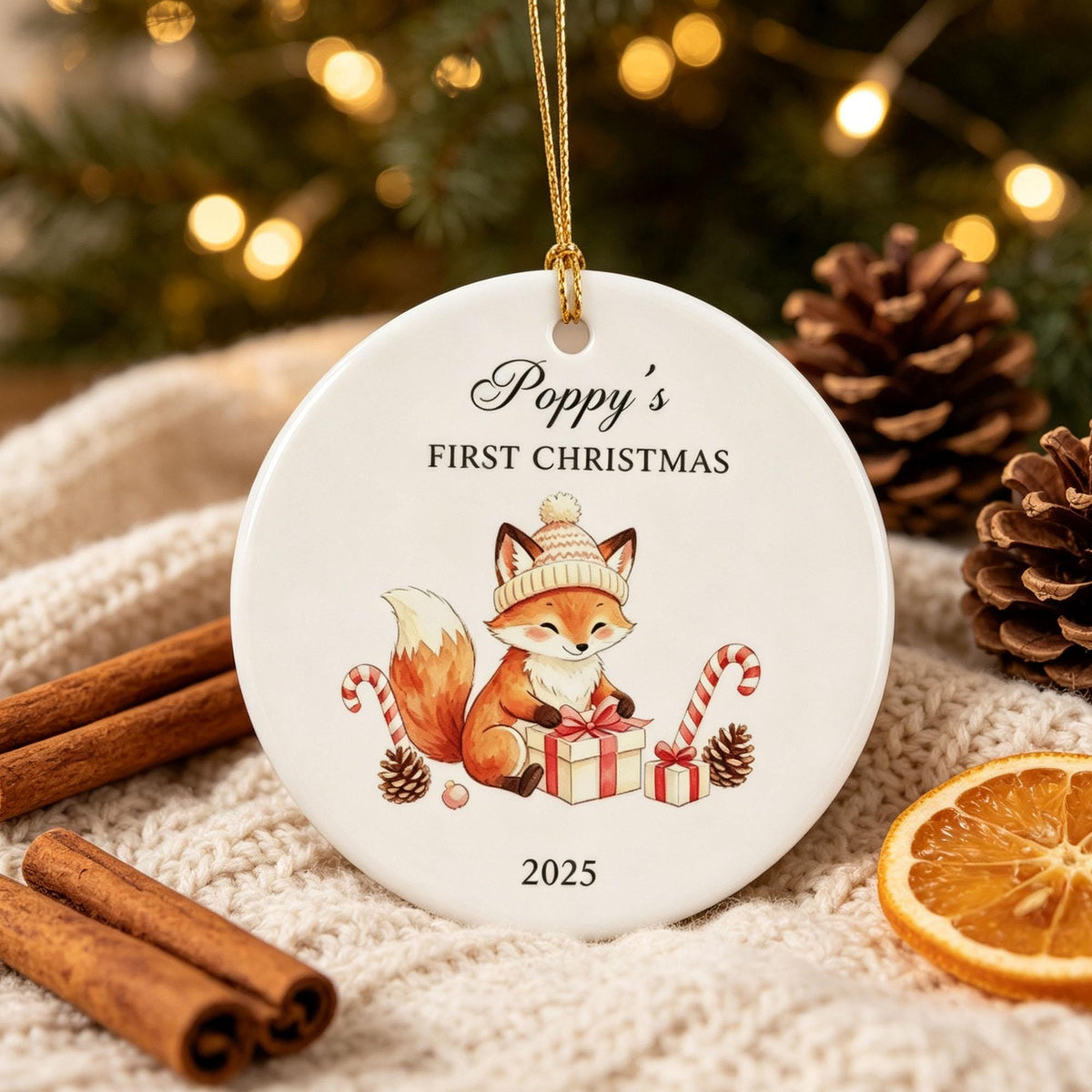 Baby's First Christmas Decoration,Keepsake Christmas Bauble Gift Ceramic Ornament,Personalised Baby's 1st Christmas Decoration,New Baby Gift