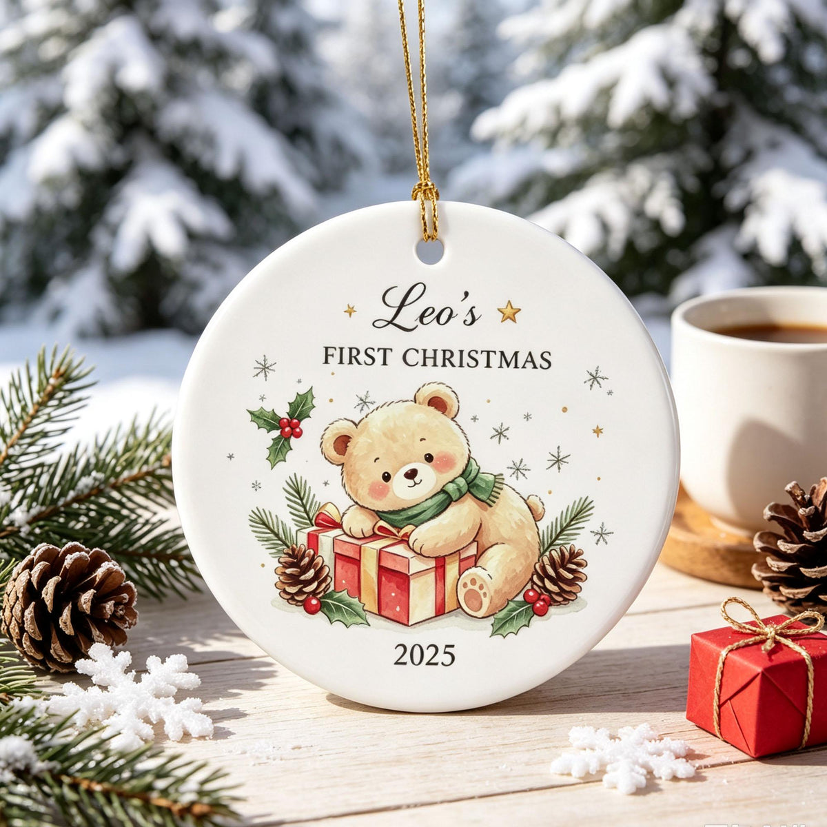 Baby's First Christmas Decoration,Keepsake Christmas Bauble Gift Ceramic Ornament,Personalised Baby's 1st Christmas Decoration,New Baby Gift - product image 9