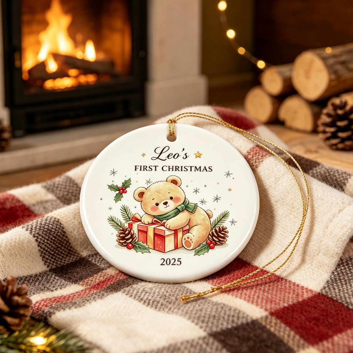 Baby's First Christmas Decoration,Keepsake Christmas Bauble Gift Ceramic Ornament,Personalised Baby's 1st Christmas Decoration,New Baby Gift