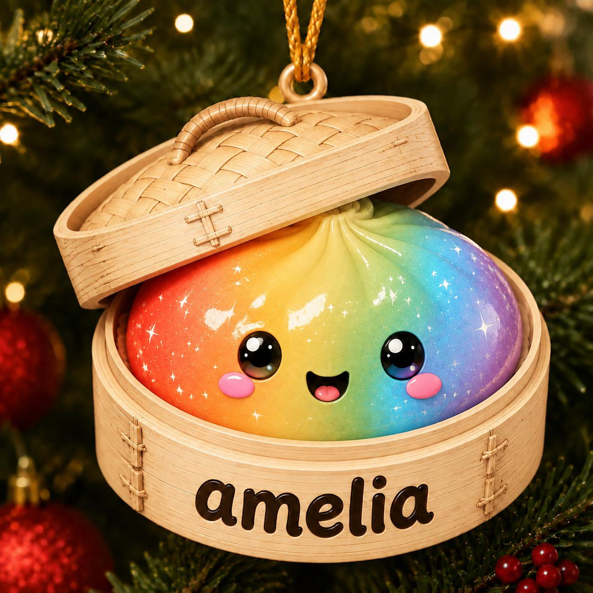 Personalized Glitter Dumpling Ornament, Acrylic Squishy Style Christmas Ornament, Custom Name Ornament, Kids Christmas Gift, Holiday Decor - product image 9