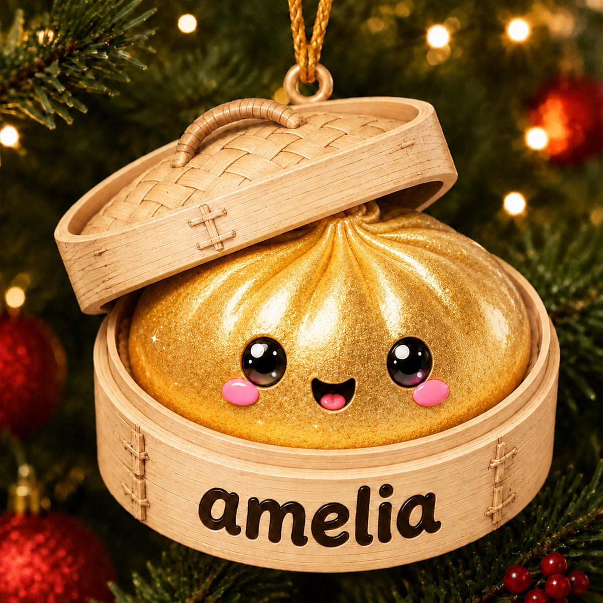 Personalized Glitter Dumpling Ornament, Acrylic Squishy Style Christmas Ornament, Custom Name Ornament, Kids Christmas Gift, Holiday Decor - product image 5