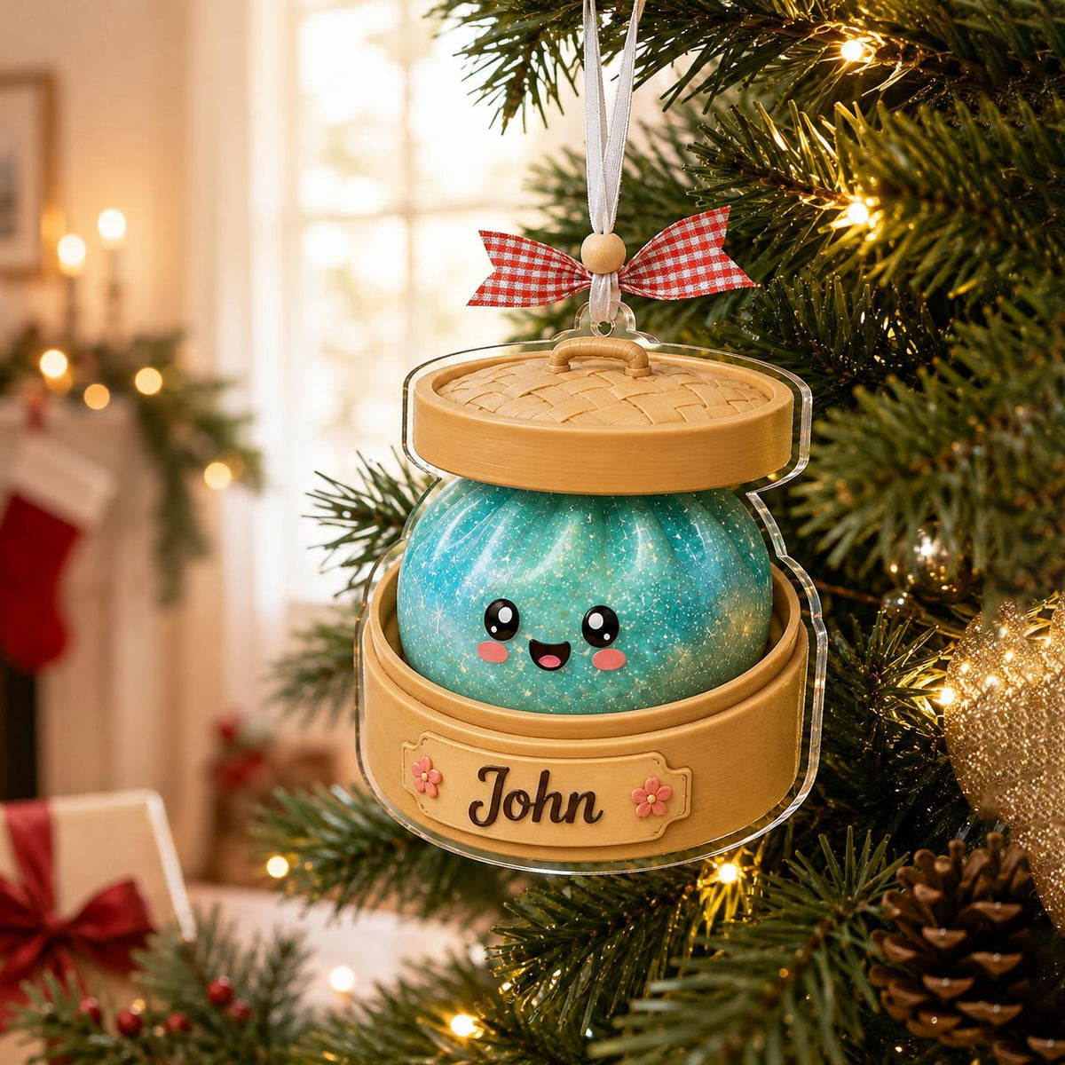 Personalized Glitter Dumpling Ornament, Squishy Dumpling Acrylic Custom Name Glittter Dumpling, Dumpling Lover Gift, Kids Christmas Gift - product image 7