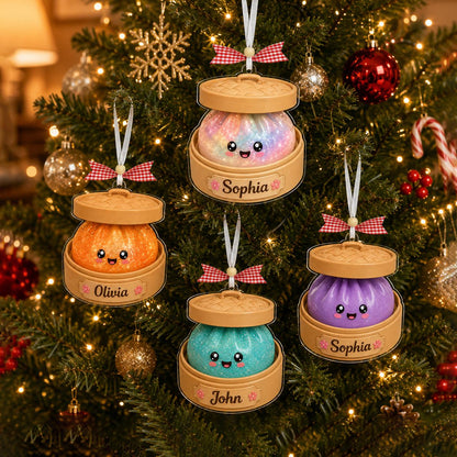 Personalized Glitter Dumpling Ornament, Squishy Dumpling Acrylic Custom Name Glittter Dumpling, Dumpling Lover Gift, Kids Christmas Gift - product image 5