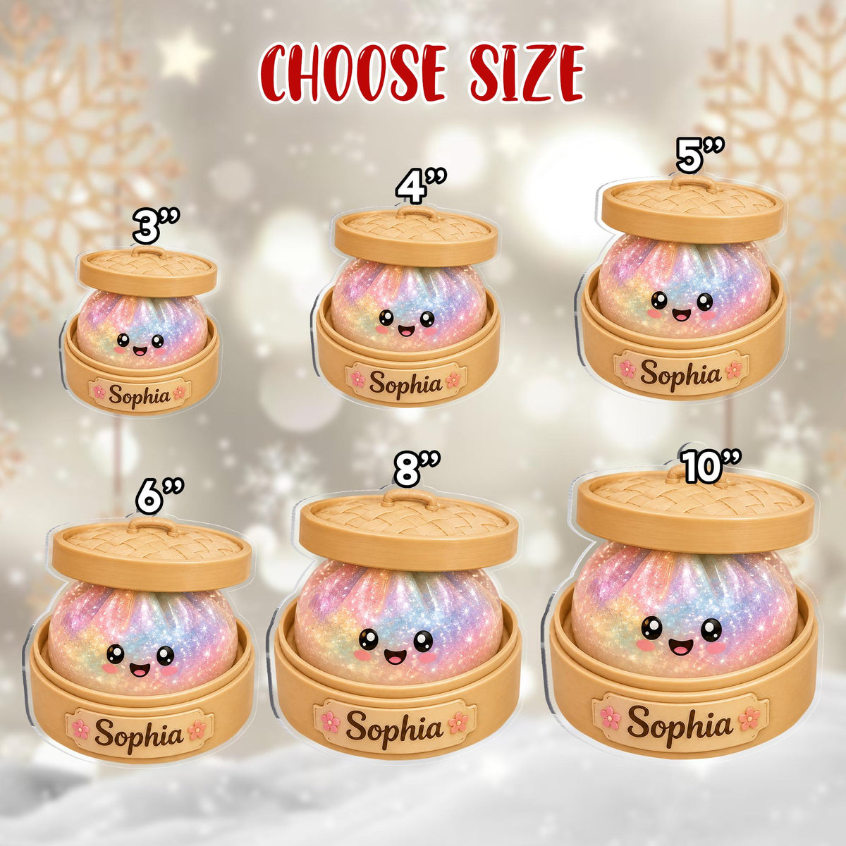Personalized Glitter Dumpling Ornament, Squishy Dumpling Acrylic Custom Name Glittter Dumpling, Dumpling Lover Gift, Kids Christmas Gift - product image 4