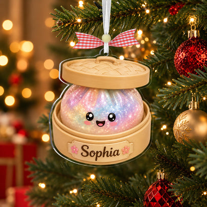 Personalized Glitter Dumpling Ornament, Squishy Dumpling Acrylic Custom Name Glittter Dumpling, Dumpling Lover Gift, Kids Christmas Gift - main product image