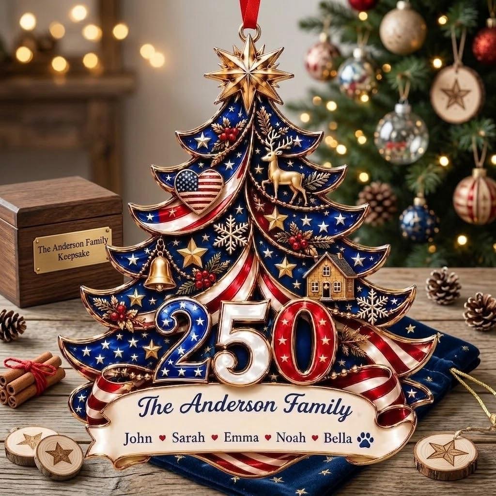 Personalized America Anniversary Ornament 1776-2026, Custom Family Name USA Flag Acrylic Christmas Tree Decor, Patriotic Keepsake Gift - product image 3
