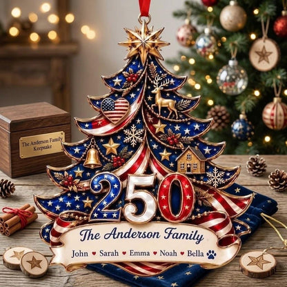 Personalized America Anniversary Ornament 1776-2026, Custom Family Name USA Flag Acrylic Christmas Tree Decor, Patriotic Keepsake Gift - product image 3