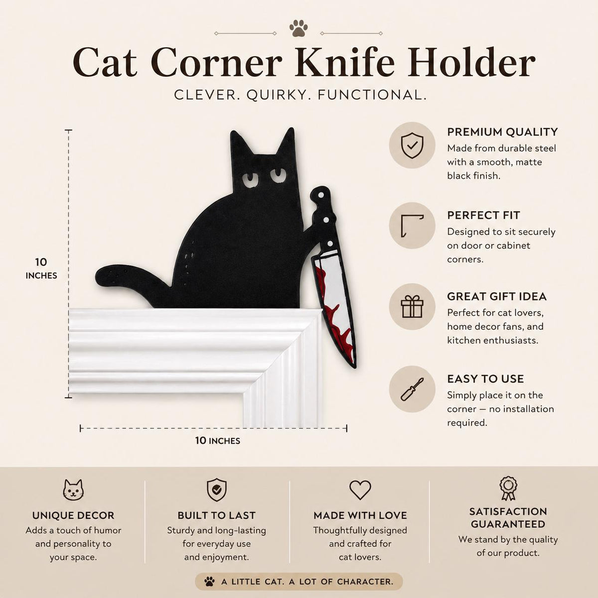 Black Cat Decor | Halloween Decor | Halloween Wall Decor | Cat Door Corner | Funny Halloween Decor | Cat Lover Gift | Door Frame Cat - product image 3