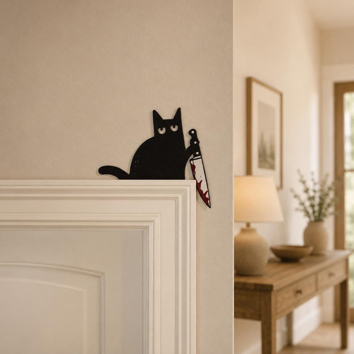 Black Cat Decor | Halloween Decor | Halloween Wall Decor | Cat Door Corner | Funny Halloween Decor | Cat Lover Gift | Door Frame Cat - product image 7