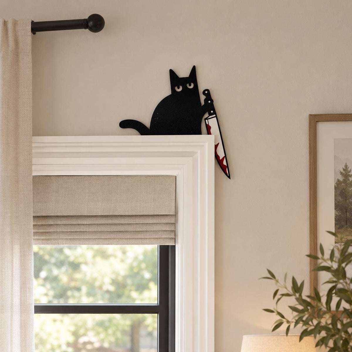 Black Cat Decor | Halloween Decor | Halloween Wall Decor | Cat Door Corner | Funny Halloween Decor | Cat Lover Gift | Door Frame Cat - product image 10