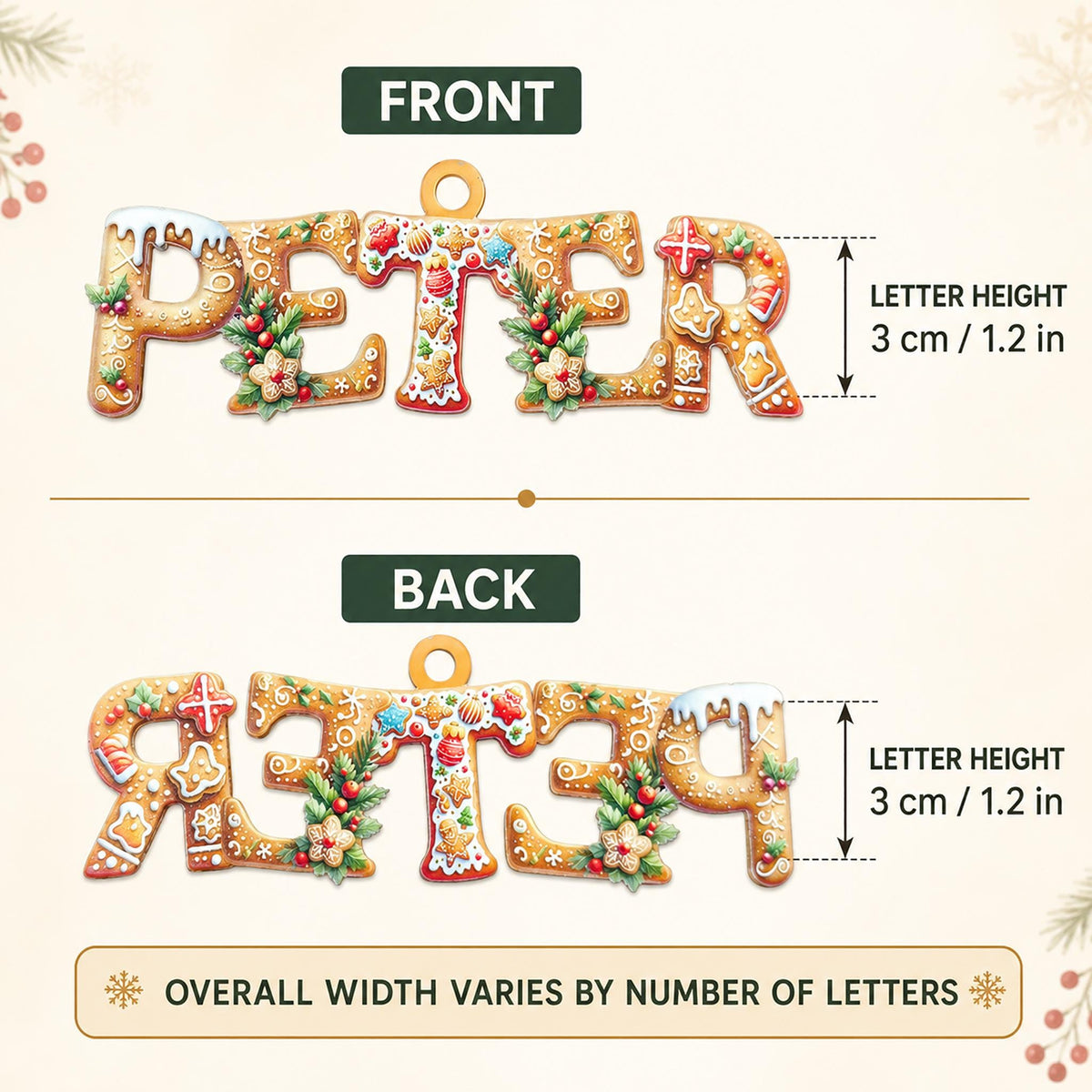 Custom Gingerbread Alphabet Ornaments, Personalised Christmas Decorations, Christmas Baubles, Christmas Name Tags, Kids Christmas Gifts - product image 6