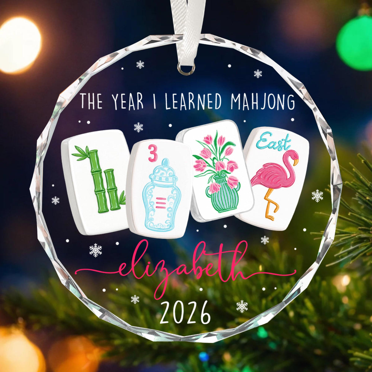 Custom Mahjong Ornament: The Year I Learned Mahjong, Funny Mahjong Group Gift, Christmas Gift For Mahjong Club 2026, Game Night Keepsake - product image 8