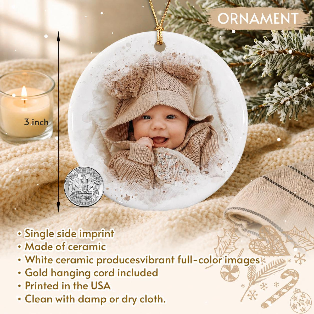 Personalized Baby's First Christmas Ornament 2026, Baby Shower Photo Keepsake - product image 15