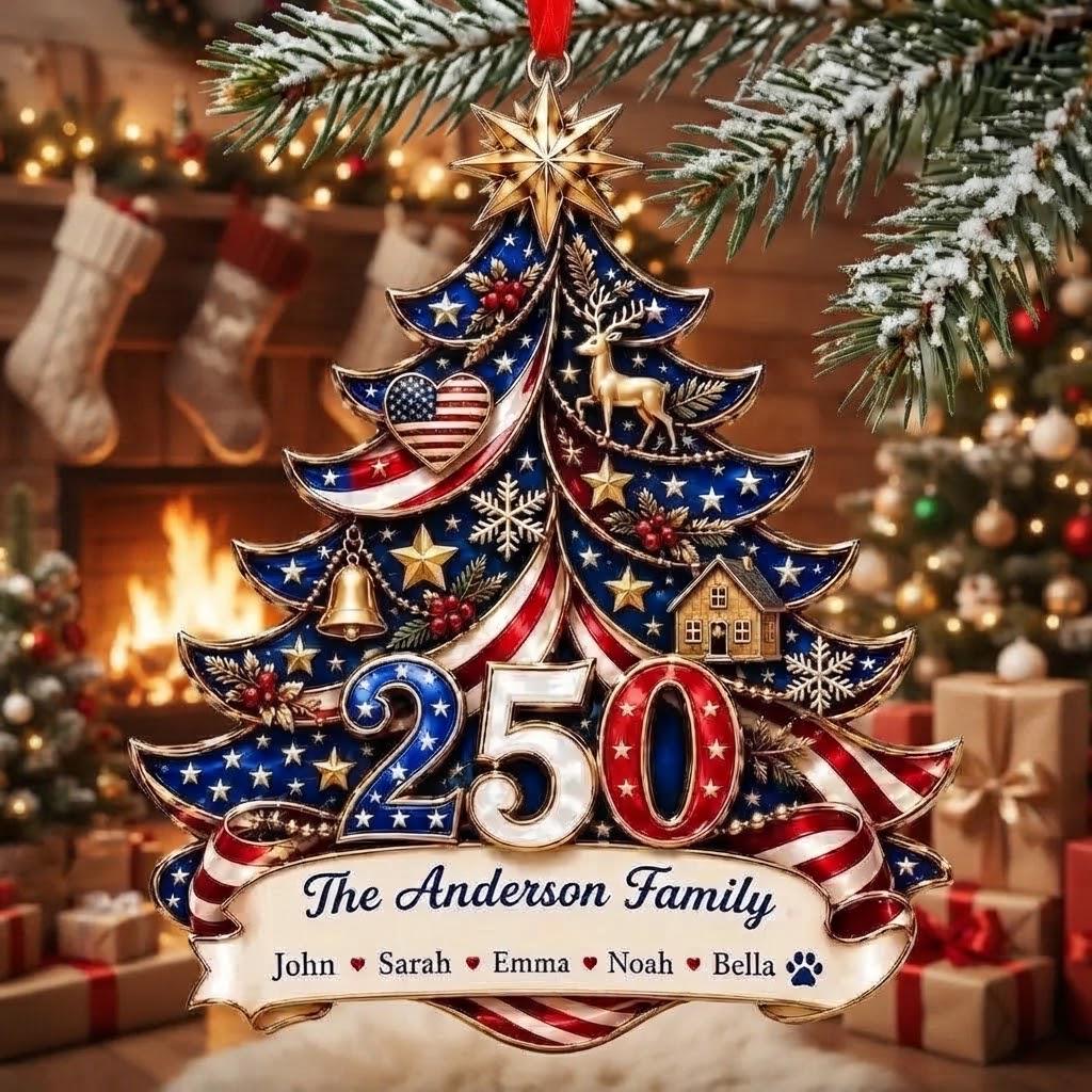 Personalized America Anniversary Ornament 1776-2026, Custom Family Name USA Flag Acrylic Christmas Tree Decor, Patriotic Keepsake Gift - product image 6