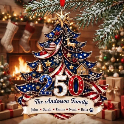 Personalized America Anniversary Ornament 1776-2026, Custom Family Name USA Flag Acrylic Christmas Tree Decor, Patriotic Keepsake Gift - product image 6