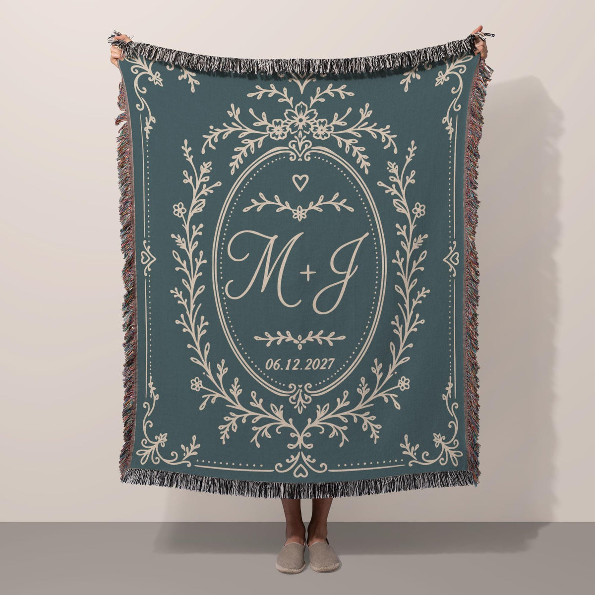 Cotton Anniversary Gift Personalized Woven Blanket 2nd Anniversary Gift for Him or Her Monogrammed Blanket with Initials and Date Keepsake - product image 11