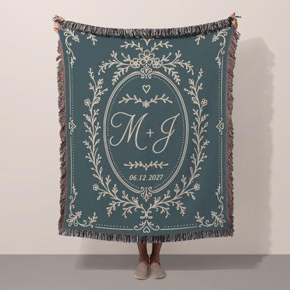 Cotton Anniversary Gift Personalized Woven Blanket 2nd Anniversary Gift for Him or Her Monogrammed Blanket with Initials and Date Keepsake - product image 11
