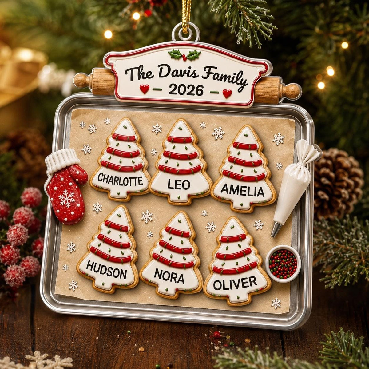 Personalized Family Gingerbread Christmas Ornament 2026, Custom Gingerbread Cookie Ornament with Pets Names, Family Holiday Keepsake Gifts - product image 11