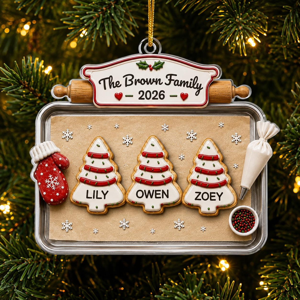 Personalized Family Gingerbread Christmas Ornament 2026, Custom Gingerbread Cookie Ornament with Pets Names, Family Holiday Keepsake Gifts - product image 9