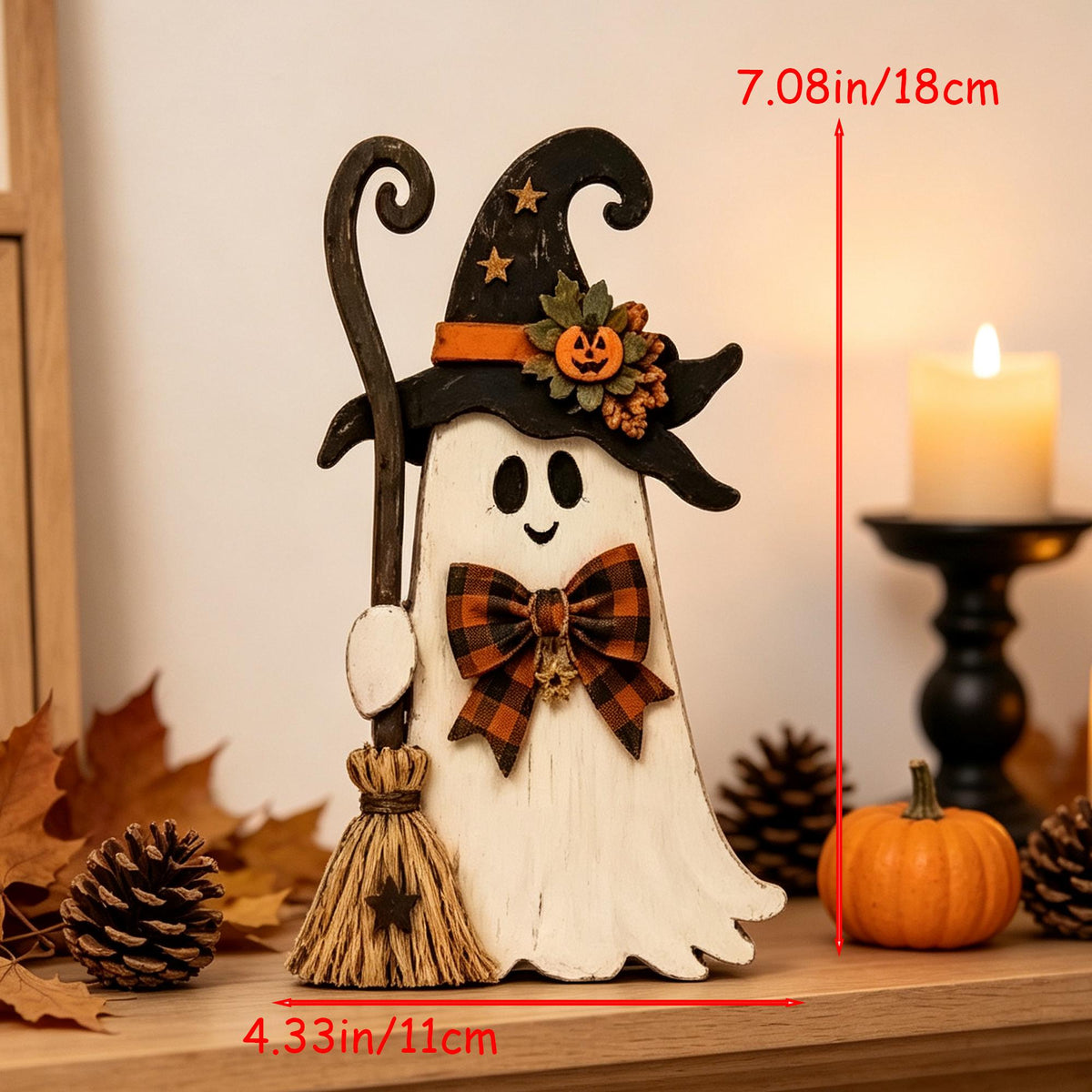 Farmhouse Wooden Halloween Set, Ghost Pumpkin Black Cat Decor, Autumn Tiered Tray Decor - product image 3