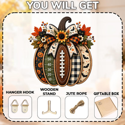 Football Pumpkin Door Sign, Halloween Fall Wreath, Autumn Sports Decor, Game Day GIFT 2026, Harvest Front Door Hanging, Football Fan Gift - product image 3