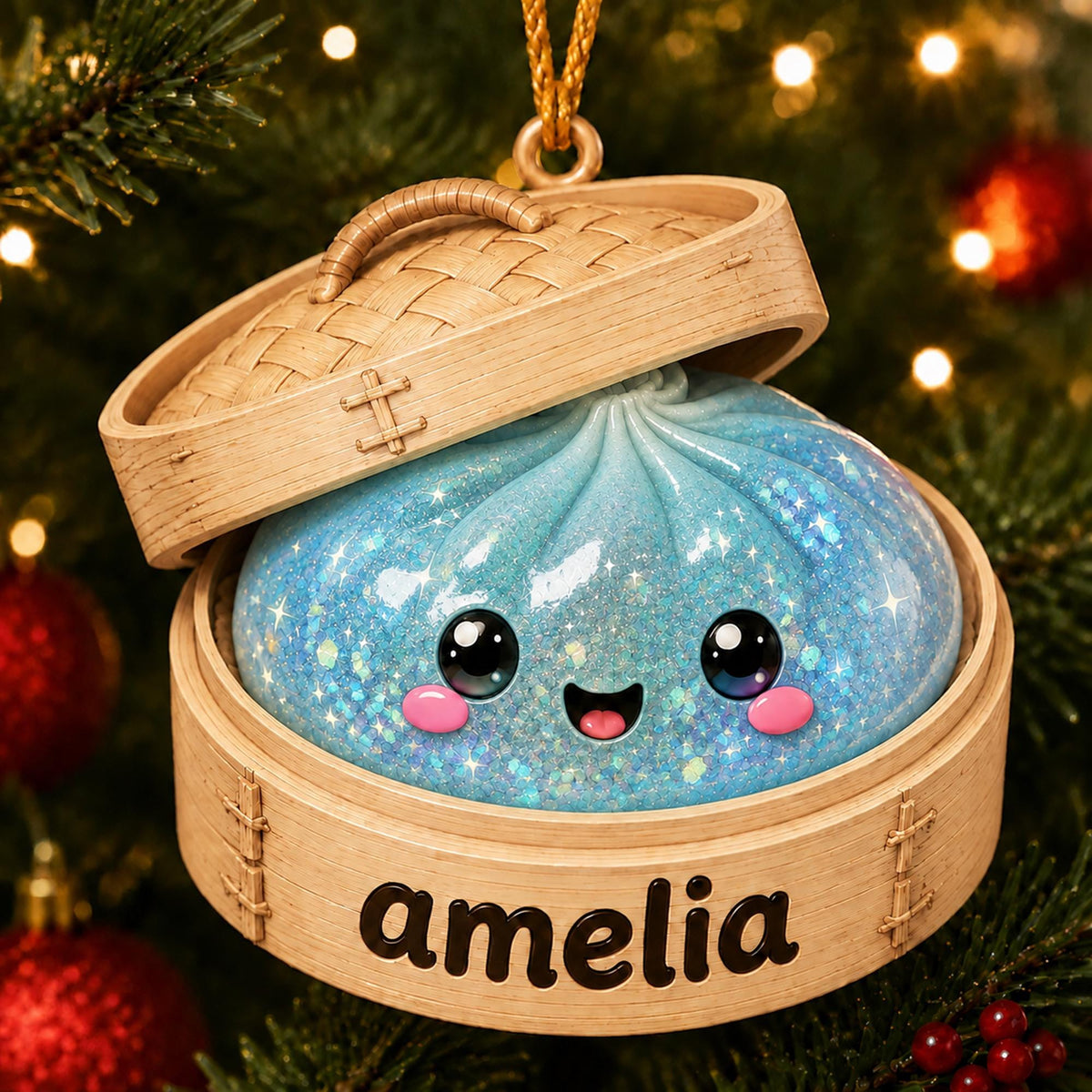 Personalized Glitter Dumpling Ornament, Acrylic Squishy Style Christmas Ornament, Custom Name Ornament, Kids Christmas Gift, Holiday Decor - product image 7