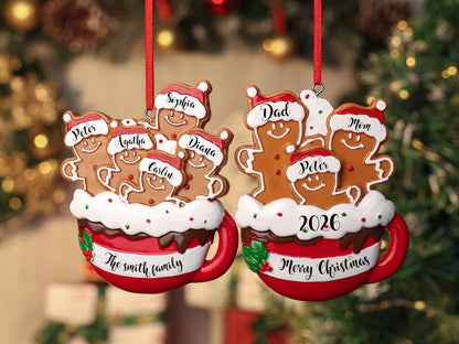 Personalized Resin Family Ornament, Gingerbread Christmas Family Ornament, Gingerbread Family of 2,3,4,5,6 Ornament 2026, Christmas Decor - main product image